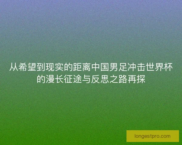 从希望到现实的距离中国男足冲击世界杯的漫长征途与反思之路再探